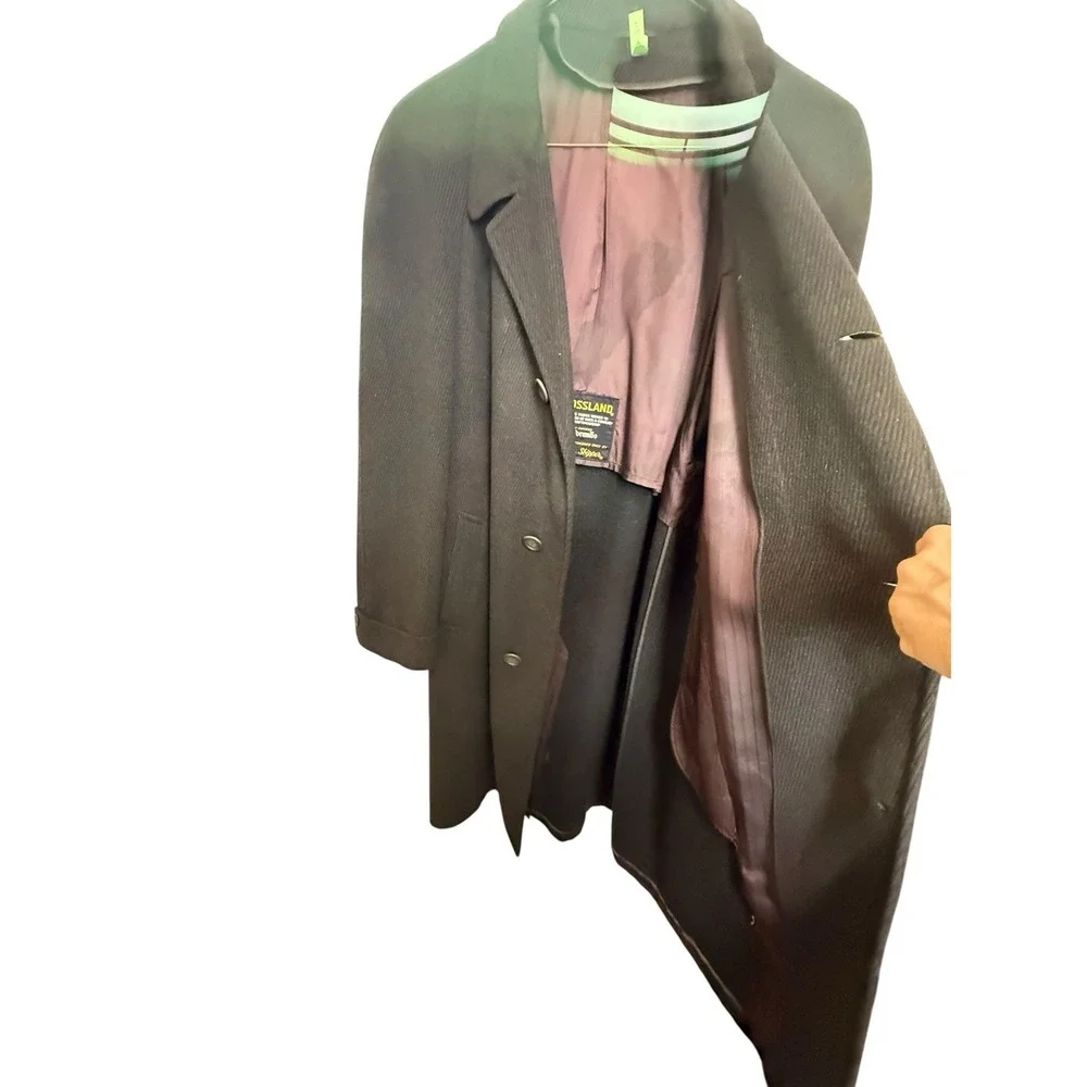 CROSSLAND Wool Overcoat Mens 42R Black Season Skipper Dormeuil‎
